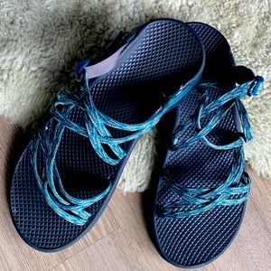 Chaco size 9 backless sandals green/teal